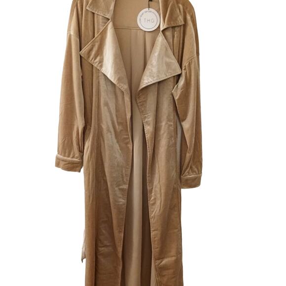 Toby Heart Ginger Velvet Trench Long Jacket Love Indie Sz M Beige Velour Classic - Picture 7 of 16